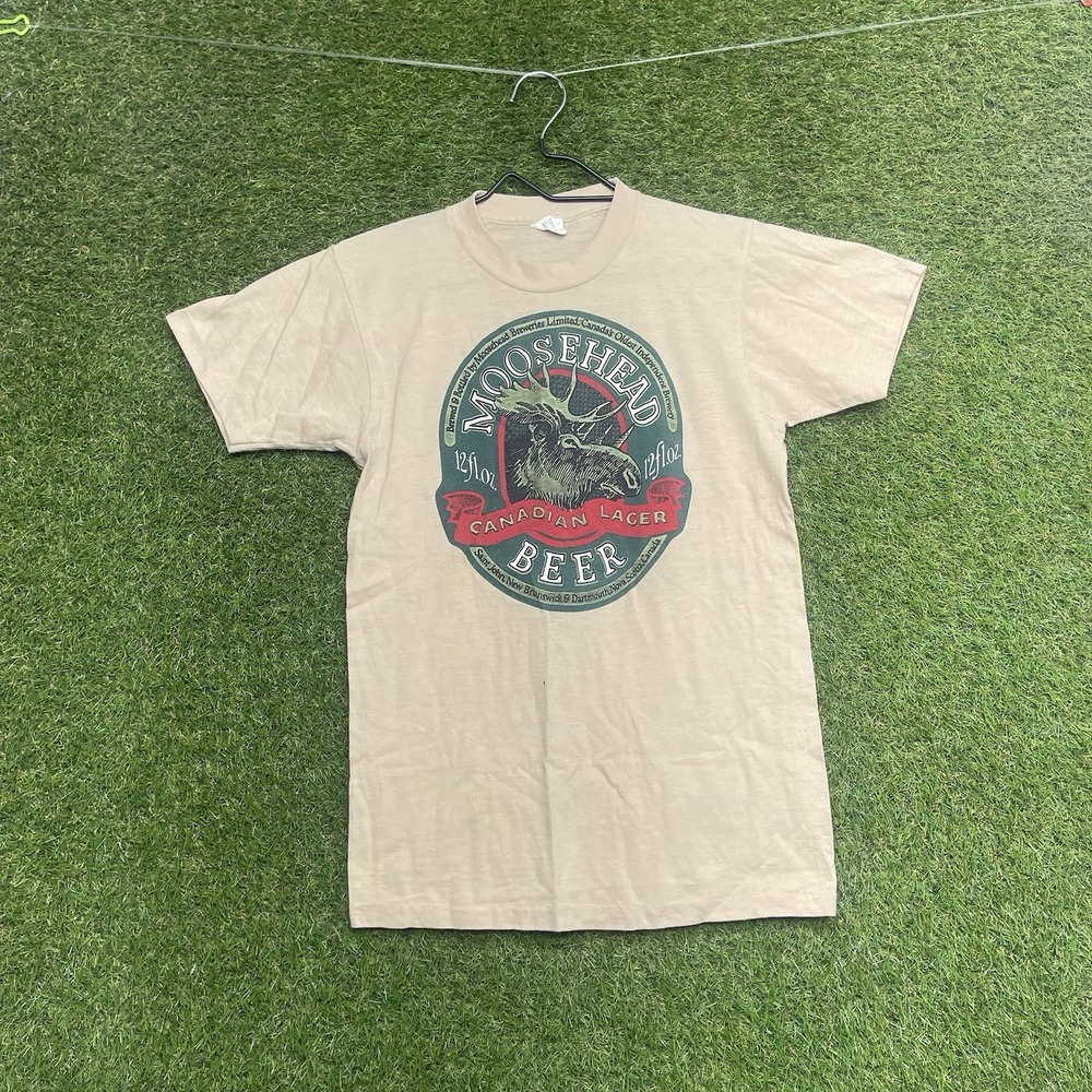 Vintage 80s Moosehead Beer Shirt Mens Medium Single Stitch Brewery Tee Thin